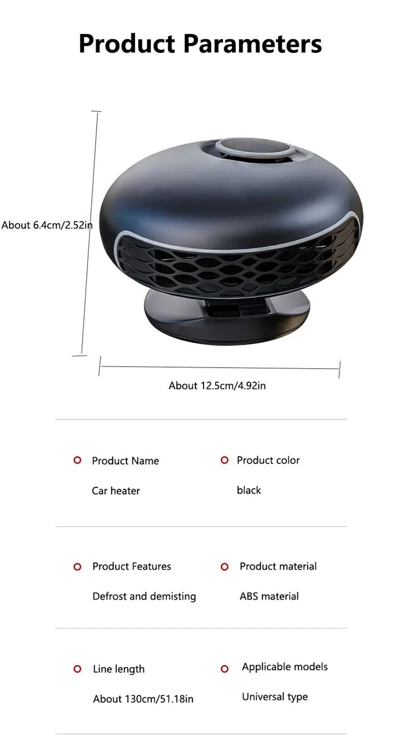 12V/24V Autoheizung Heiz- und Kühlung Zweifachnutzung Niedriger Stromverbrauch 360 ° Rotation Abtauung Entfroster Schnellheizung Klappbarer Ständer 2026 – Detail 12