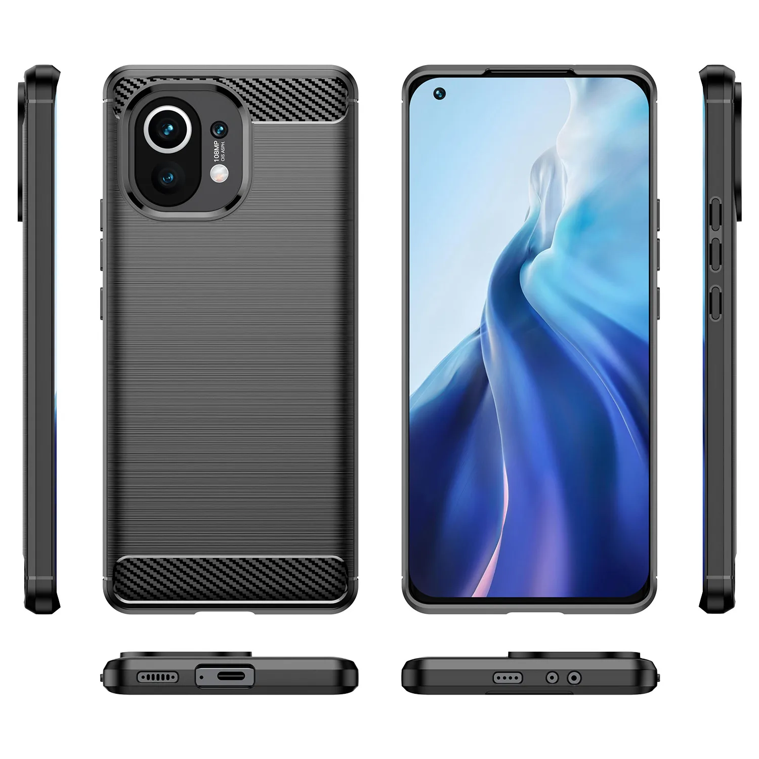 Shockproof Silicone Case For Xiaomi Mi 11 mi11 Luxury Carbon Fiber Back Cover for xiaomi 11 Soft Matte Protective Cases