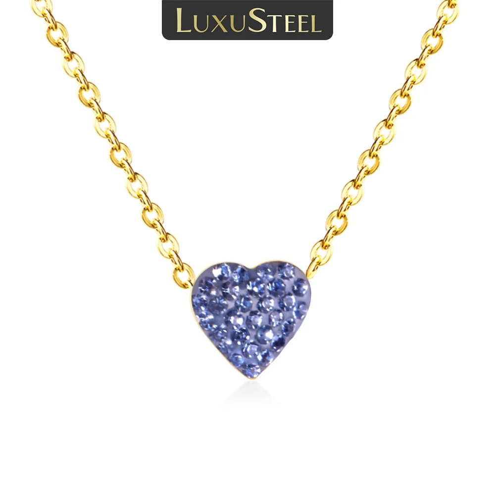 Luxus Stahl Herz Kristall Choker Halsketten Edelstahl Gold Farbe Anhänger Halsketten für Frauen/Mädchen Großhandel Party Geschenk