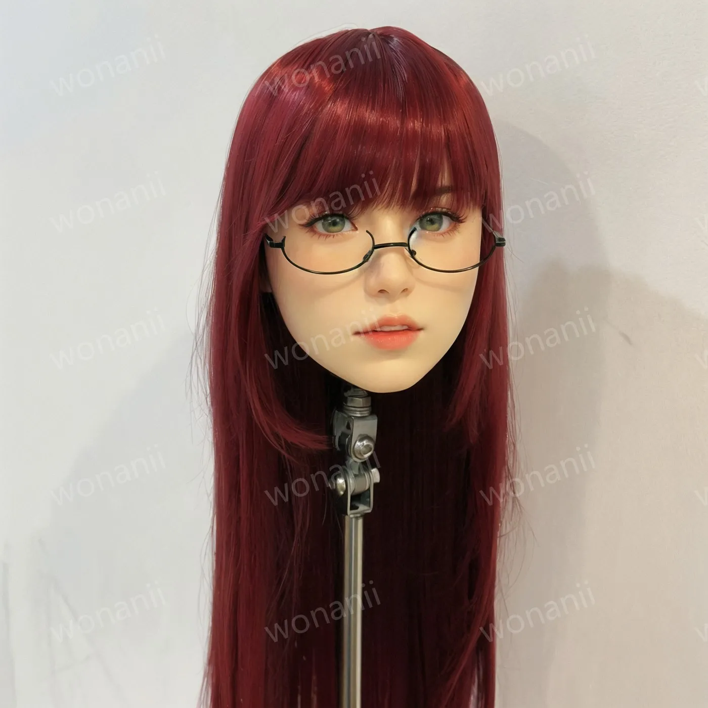 1:1 Nachbildung eines weiblichen Kopfes, aus TPE-Material, burgunderrote Perücke, abnehmbare Perücke, sexy Puppe, für erwachsene Männer, mit weicher Textur