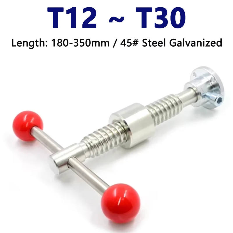 

1 Set T12 T16 T18 T20 T22 T25 T28 T30 Lead Screw Length 150-350mm Ladder Trapezoidal Screw Set with Nut Rod Plastic Ball Holder