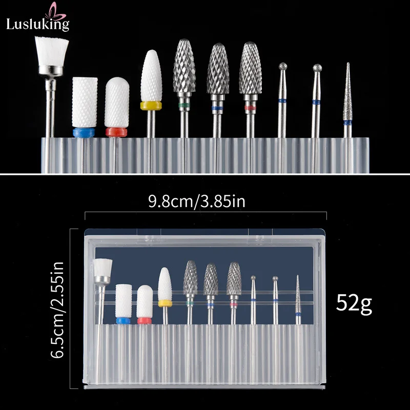 

10PCS Tungsten Carbid Nail Drill Bits for Removing Gel Acrylic Nails Diamond Polish Head Nail Care Milling Cutter for Manicuring