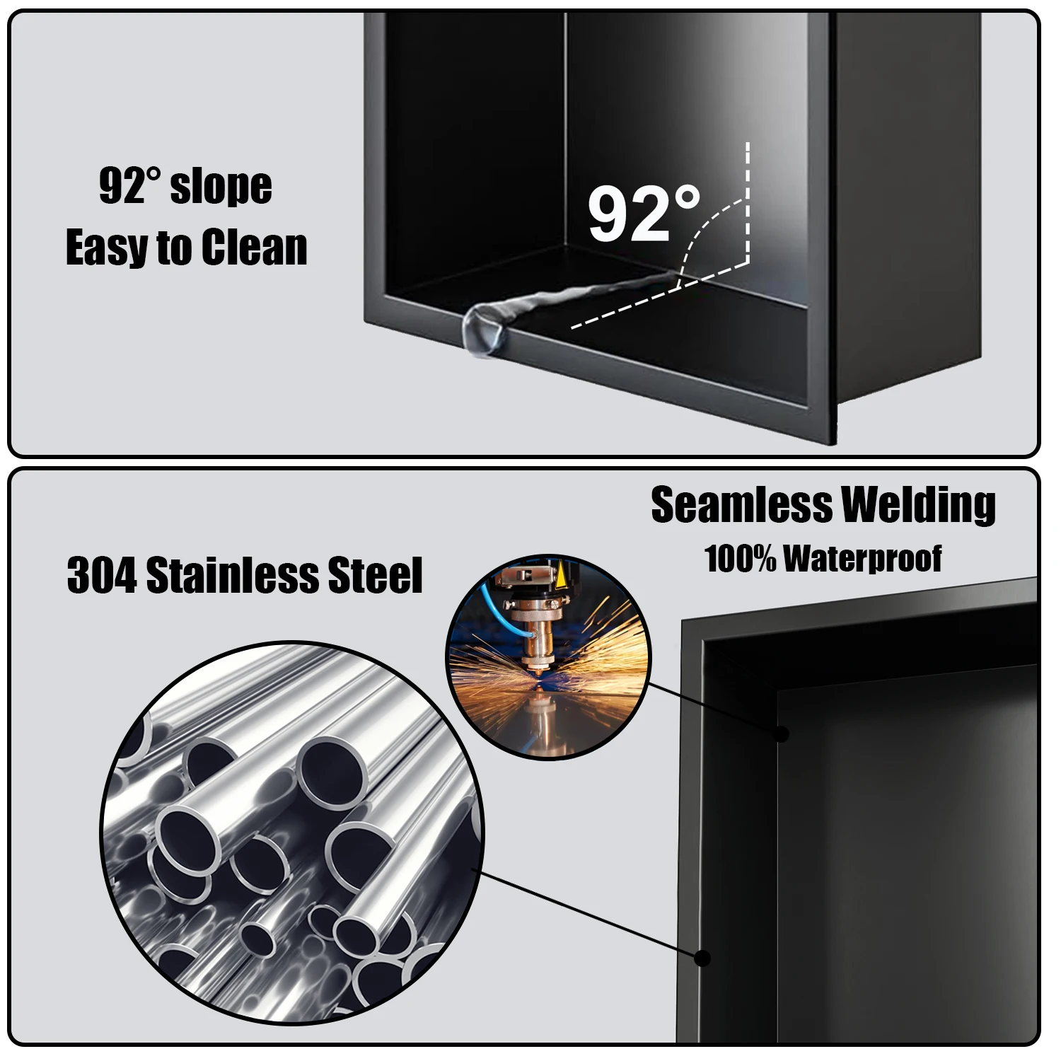 NEODRAIN جودة عالية ماتي الأسود جدار فولاذي مقاوم للصدأ المتخصصة دش الحمام المتخصصة مع ضوء IPX65 مقاوم للماء