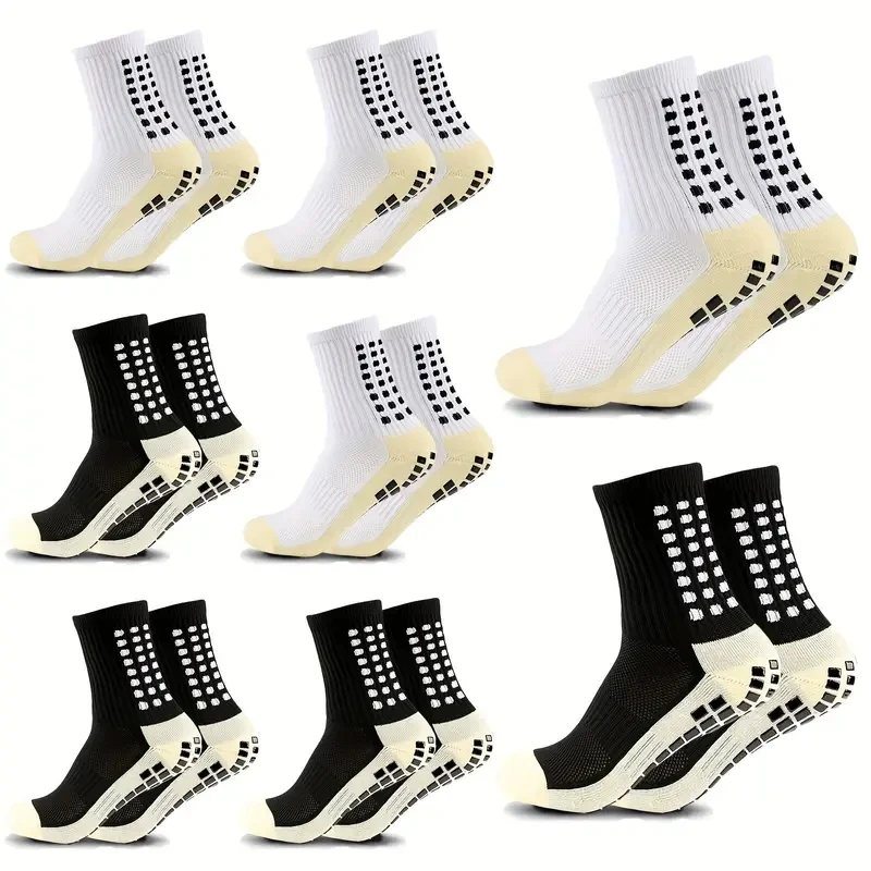 8 Pairs Non-slip Silicone Bottom Football Socks Men Women Sports Socks Breathable Soccer Baseball Socks Outdoor Sport Yoga Socks