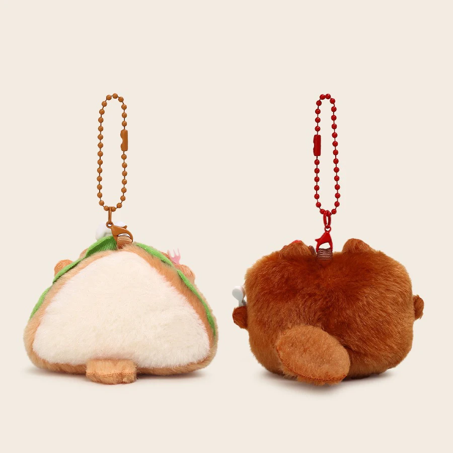 1 Pair Funny Magnetic Food Plush Keychains Kawaii Burger/Takoyaki/Toast/Shrimp Tempura Bag Pendant Soft Stuffed Toy Key Ring view 6