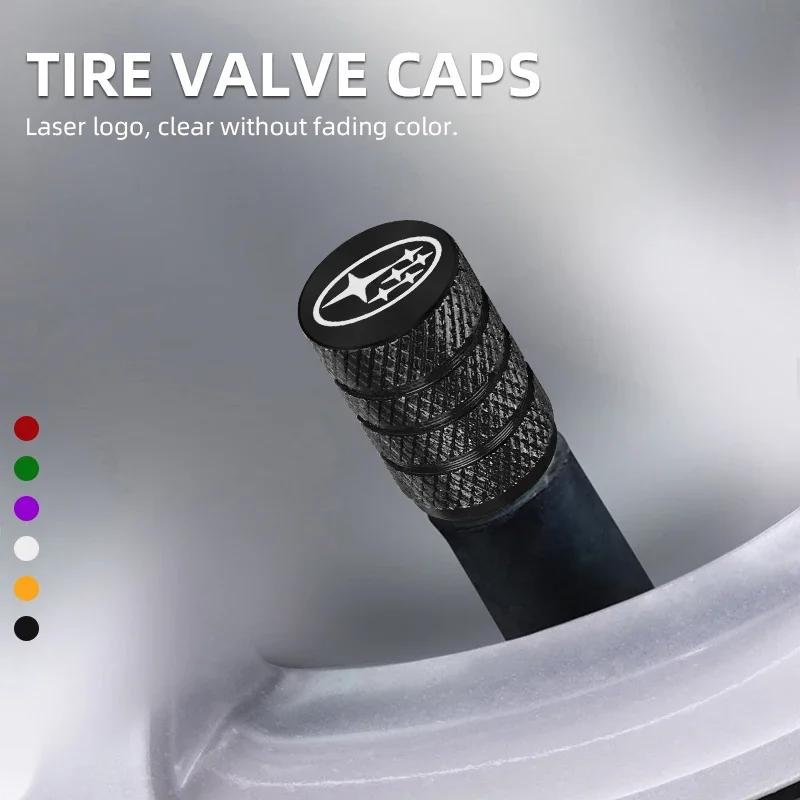 4pcs Car Tire Valve Cap Car Tyre Air Stems Covers For SUBARU Forester Impreza Legacy Outback WRX STI BRZ Auto Accessories