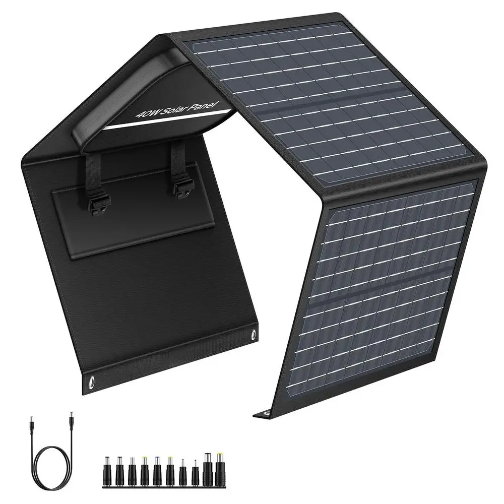 Portable 40W Solar Panel Charger with Multiple Output Ports Camping and Outdoor Activities