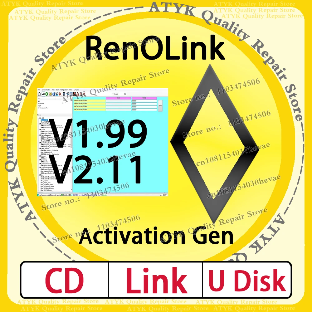 RenOLink V2.11 V1.99 With Activation Gen FOR Obdlink Renolink Software ECU Programming Cars Code Reading Repair Auto NEW VCI