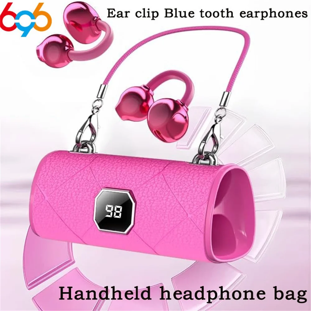 New Sports Ear Clip Wireless Blue Tooth Earphones Women Headset Handbag Headphone HD Call Music Noise Reduction Lady Earphone