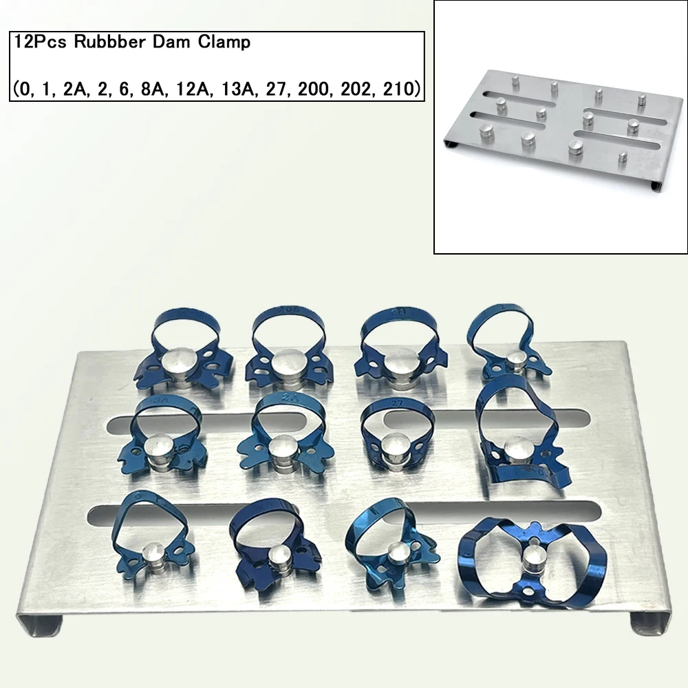 

12pcs Dental Stainless Steel Endodontic Rubber Dam Clamps Restorative Clips Dam Clamp Dental Tray Holder Dentist Equipment