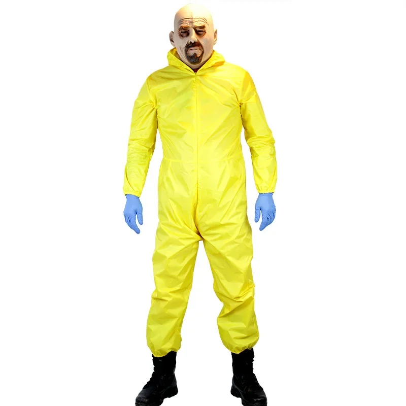 Movie Breaking Bad Walt Halloween Cosplay Costume Adult Onesie Mask Gloves Cosplay Accessories