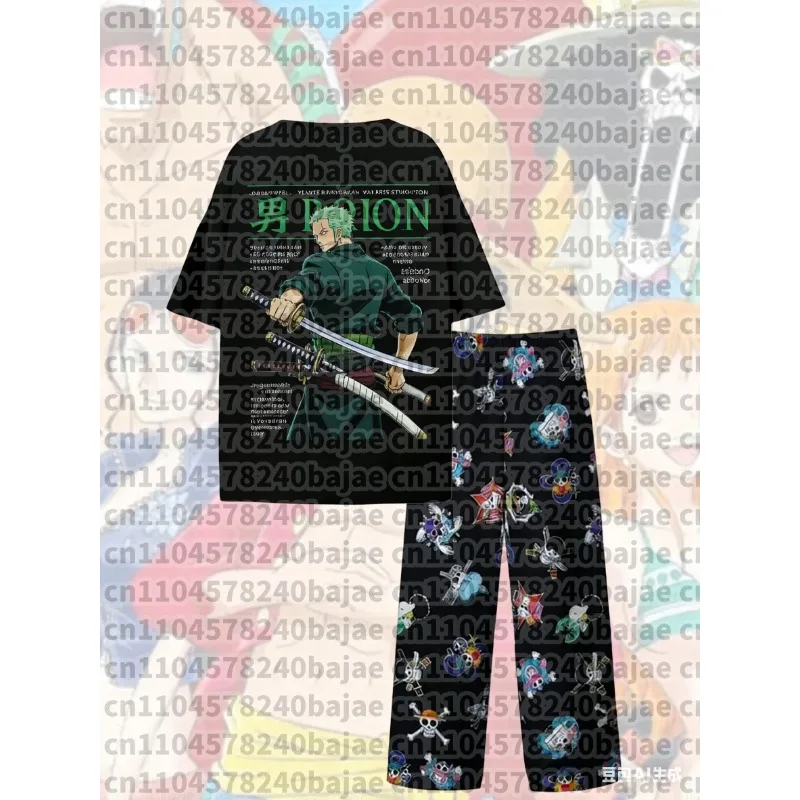 Nuevo Conjunto de Pijama 2026 de One Piece con Estampado de Sombrero de Paja de Monkey D. Luffy, Camiseta y Pantalones, Ropa de Dormir Unisex de Anime, Suave y Transpirable