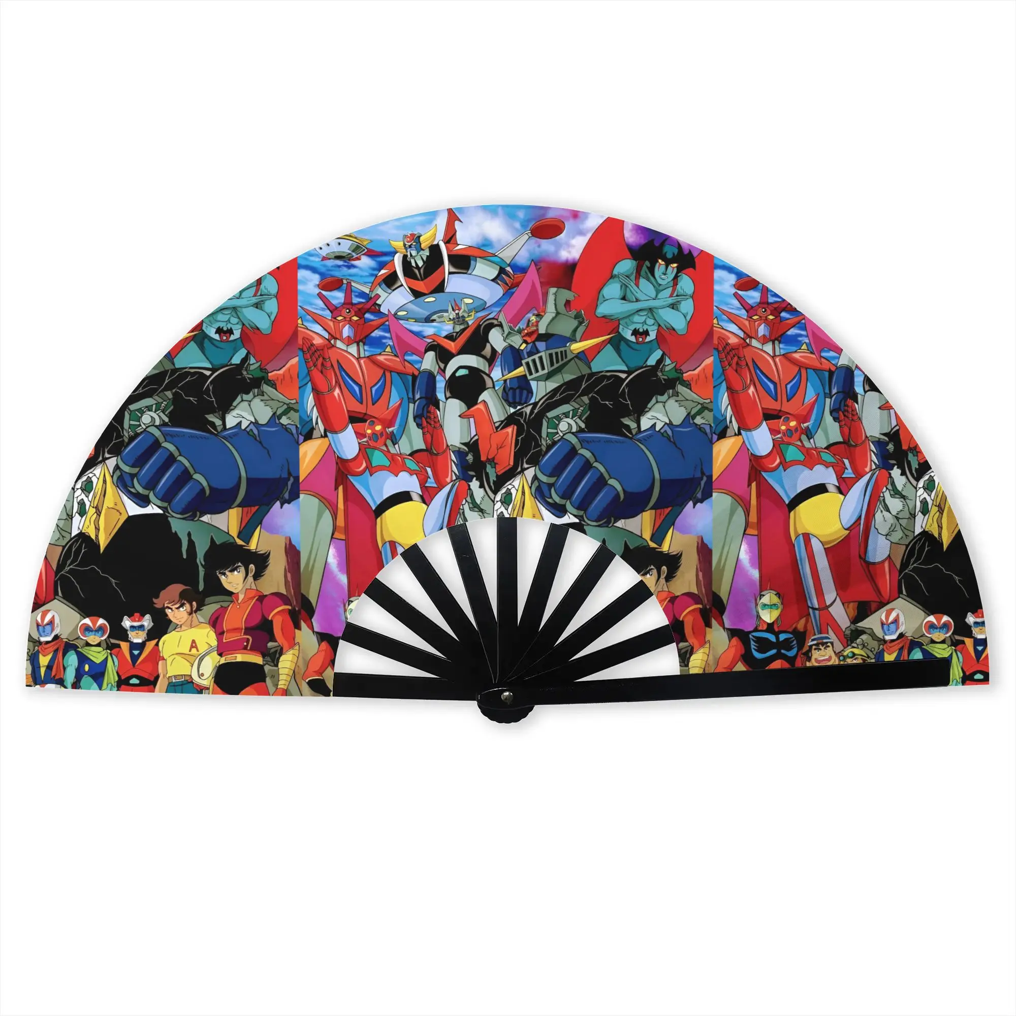 Customized Anime G-Grendizeres Comic Portable Pocket Fan Outdoor Polyester Folding Fan Chinese Dance Handheld Cooling Fans