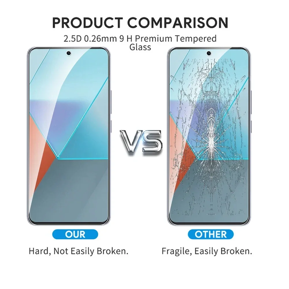 3pcs Full Cover HD Tempered Glass For Xiaomi Redmi Note 13 12 11 10 9 Pro Max 13C 12C 10C 9C 9A 9T 11S 10S 9S Screen Protector