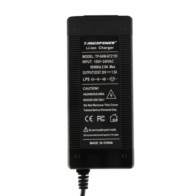 16S 67.2V 1.5A ลิเธียมที่ชาร์จแบตเตอรี่60V ที่ชาร์จแบตเตอรี่ลิเธียมไอออนขั้วต่อ GX16 3P ชาร์จแบบเงียบ84วัตต์