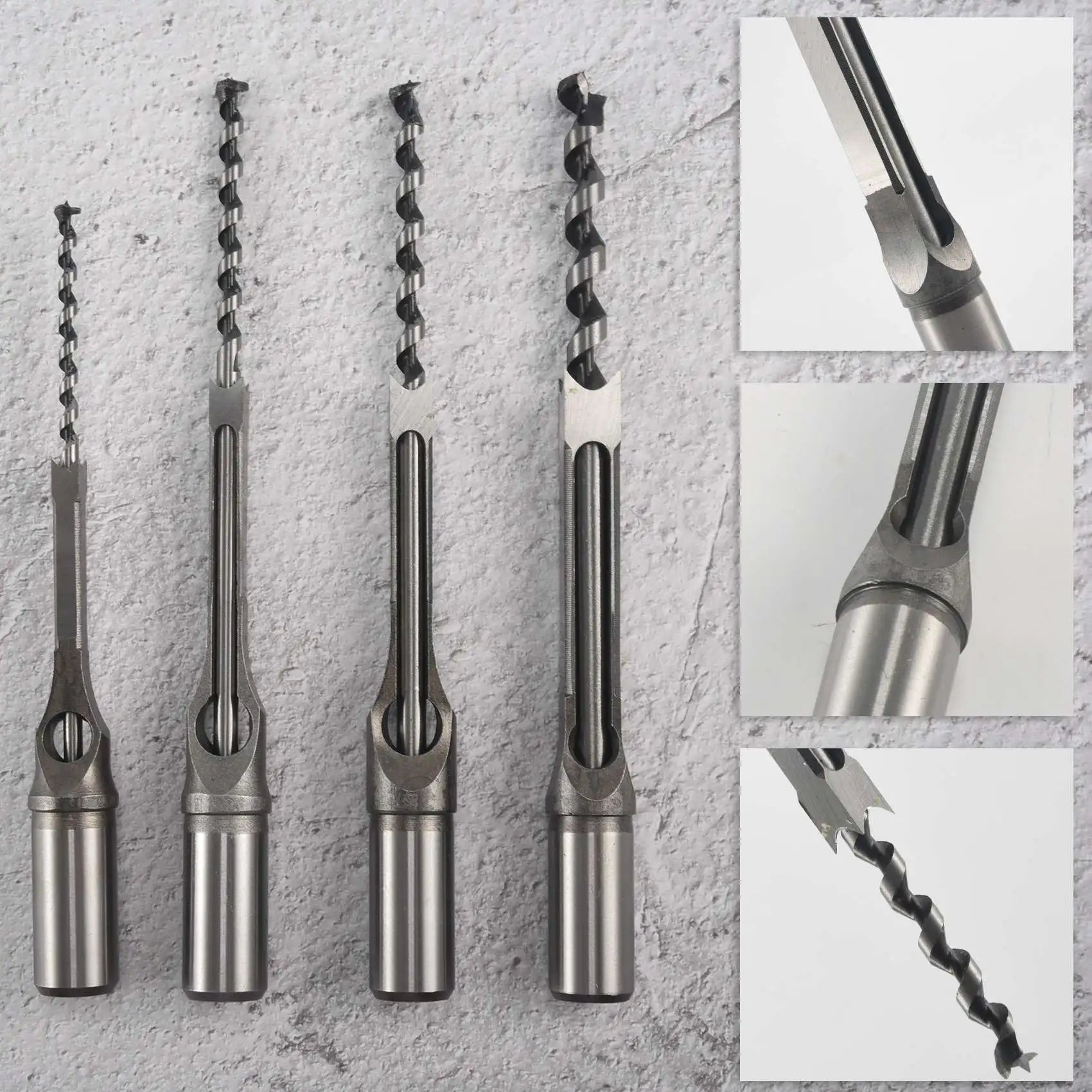 

2025 Trend 4Pcs Woodworking Square Hole Drill Bits Wood Mortising Chisel Set Mortise Chisel Bit Kits Woodworking Hole Saw Sets W