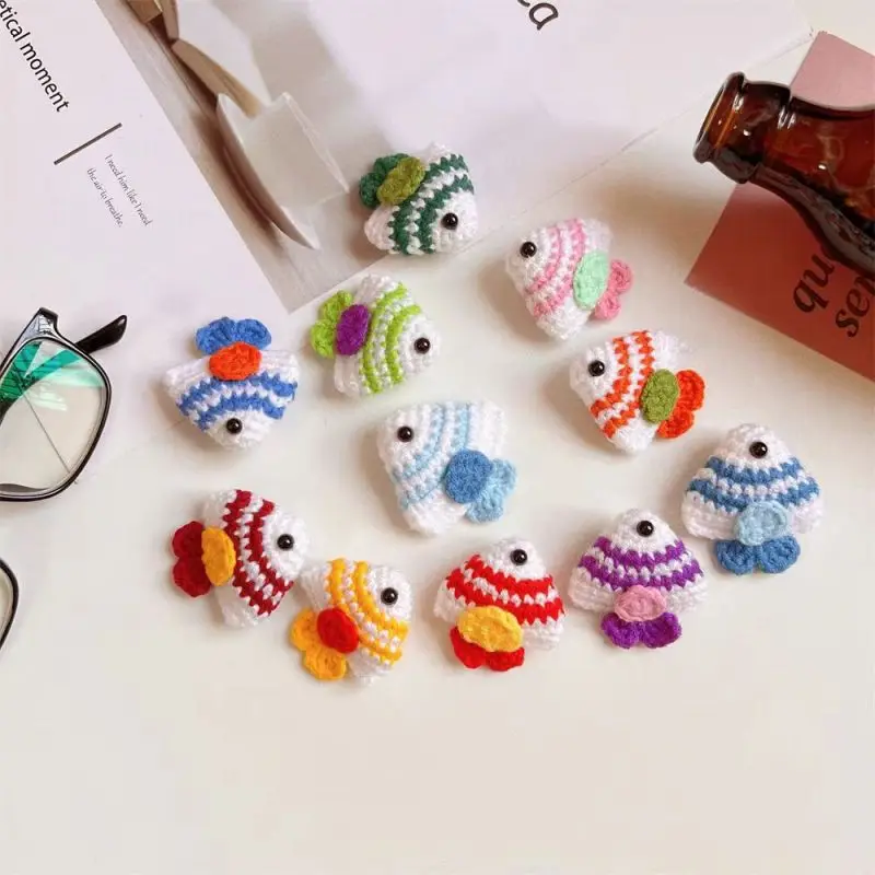 Colorful Small Fish Crochet Keychain Cute Clown Fish Knitting Keyring For Bag Pendant Creative Knit Car Keys Accessories Gifts