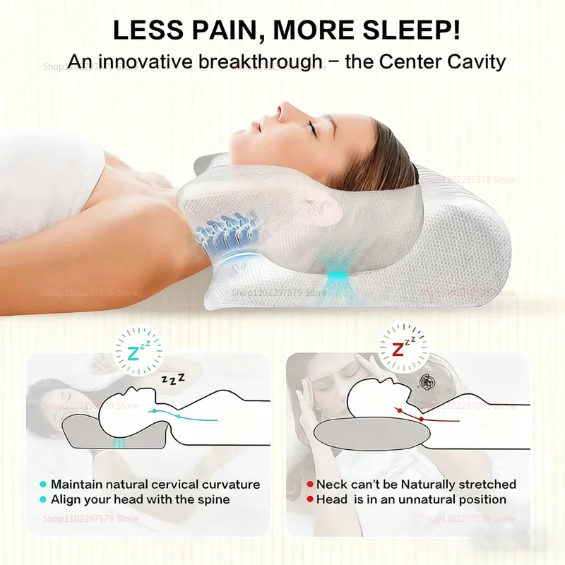 Новая подушка для поддержки шеи, облегчение боли в шее, хлопковая эргономичная подушка с эффектом памяти для расслабления сна и улучшения осанки