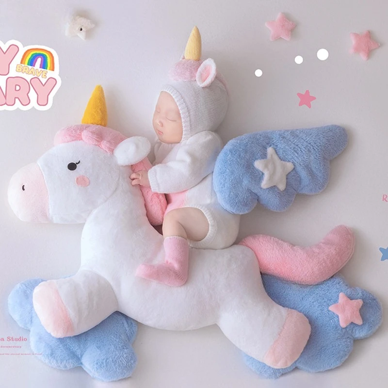 Newborn Photography Accessories Clothing Rainbow Horse Theme Set Outfit Posing Dolls Starts Clouds Decors for Studio Photoshoot