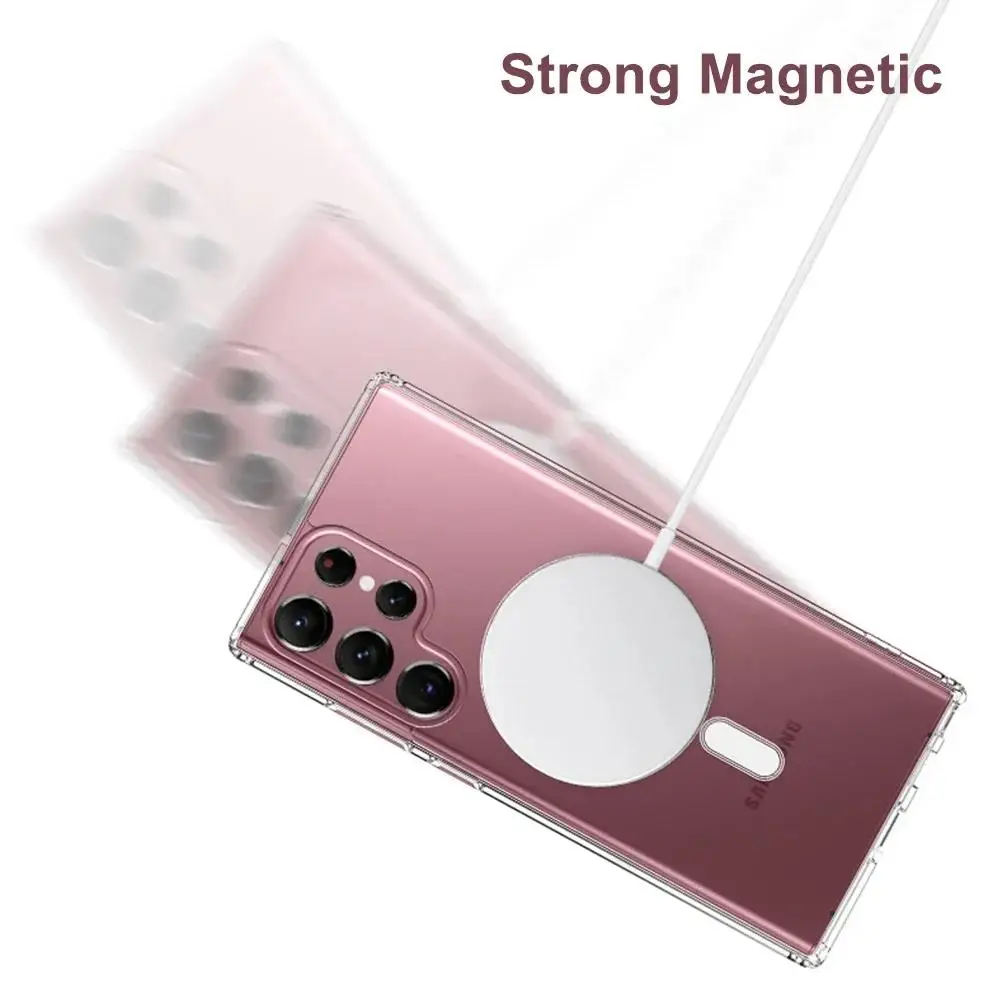 Modische Transparente Magnetische Hülle für Magsafe Kabelloses Laden für Samsung Galaxy S25 S24 S23 S22 S21 S20 Plus FE Ultra Sturzsichere Hüllen – Detail 2