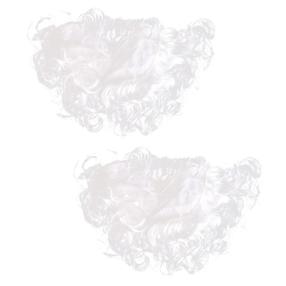 

2Pcs Santa Beard Christmas Decorations Polyester Fiber Realistic Appearance Comfortable Fit Costume Props Faux Beard Accessories
