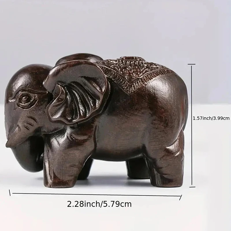 Luxury Elephant Figurine Wooden Ornaments Crafts Retro Home Feng Shui Desktop Decoration Natural Carved Elephant Statue view 6