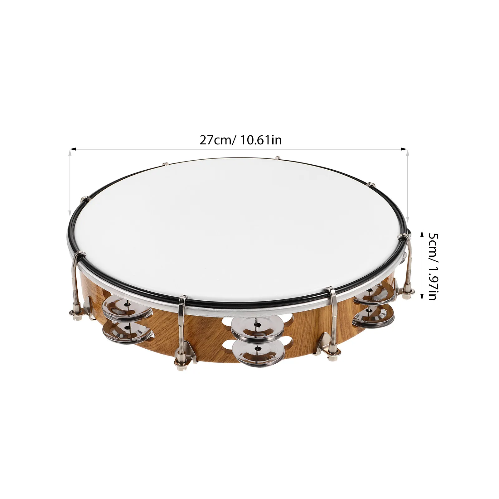 10 Inch Adjustable Handheld Tambourine with Crisp Jingles Portable Percussion Instrument for Classroom Stage Performance Musical