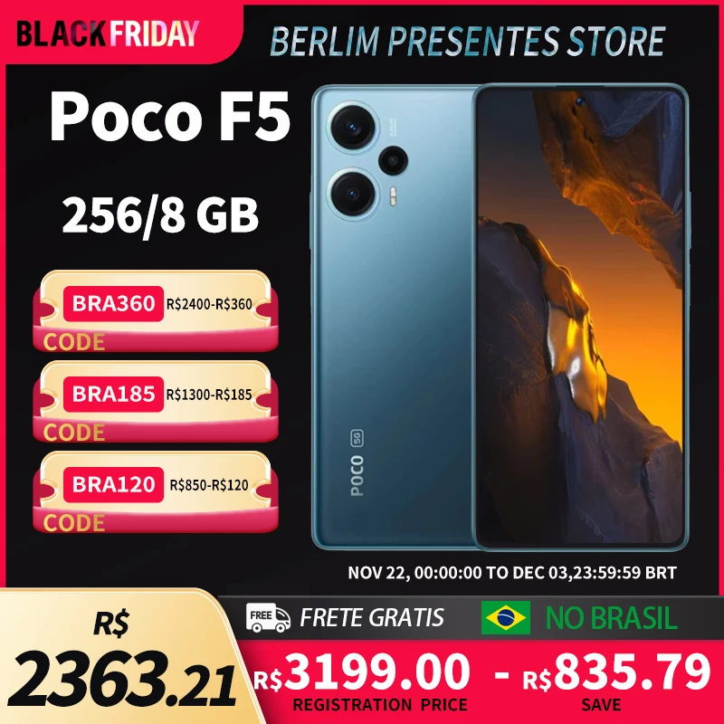 Xiaomi Poco F5 256GB Blue 12GB RAM Versão Global