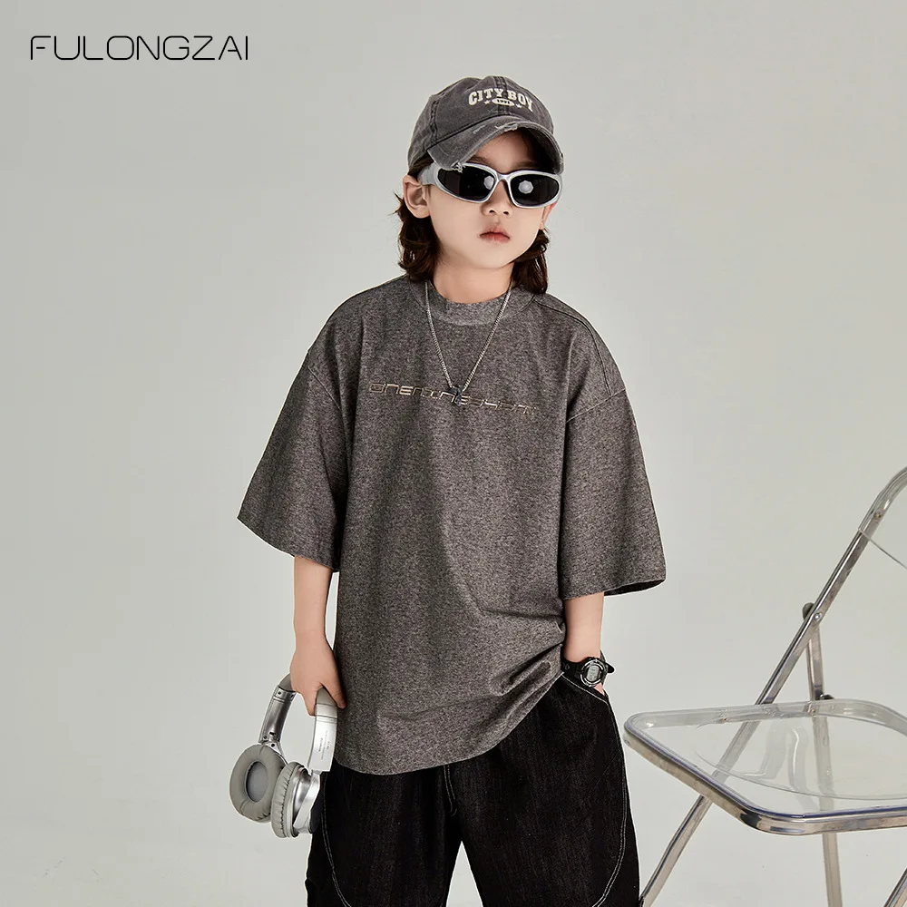 2024 The Boys Clothes Kids T Shirts Clothing Children Parent-child Outfit Korean Style Summer Top Breathable Cotton Stich