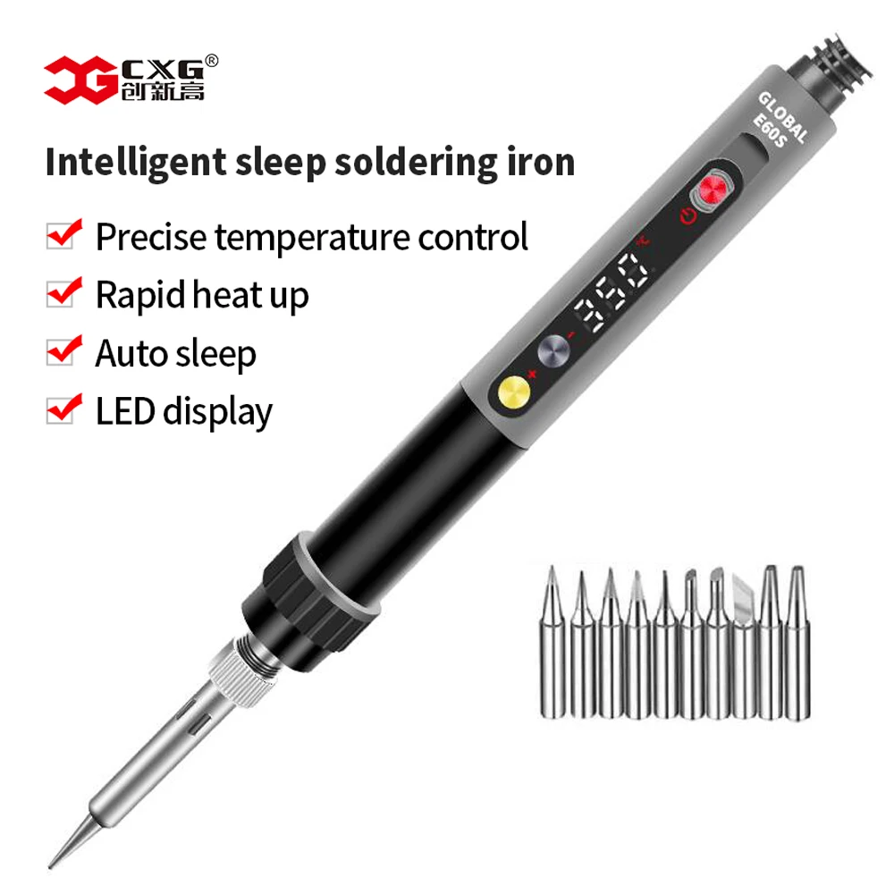 CXG E60S Intelligent Sleep Digital Display Thermostat Electric Soldering Iron Welding Solder iron rework station accessories