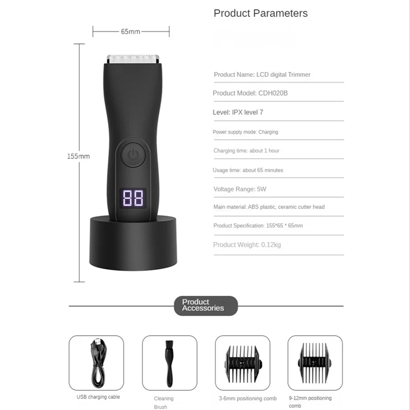 

AAAU-Electric Hair Trimmer And Shaver For Men Body Groomer Groin&Ball Pubic Hair Trimmer Replaceable Blade