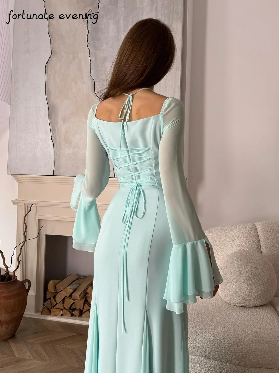 Fortunate Evening Elegant Vintage Sweet Green Mermaid Ruffle Summer Chiffon Formal Occasion Prom Dress Evening Party Gowns