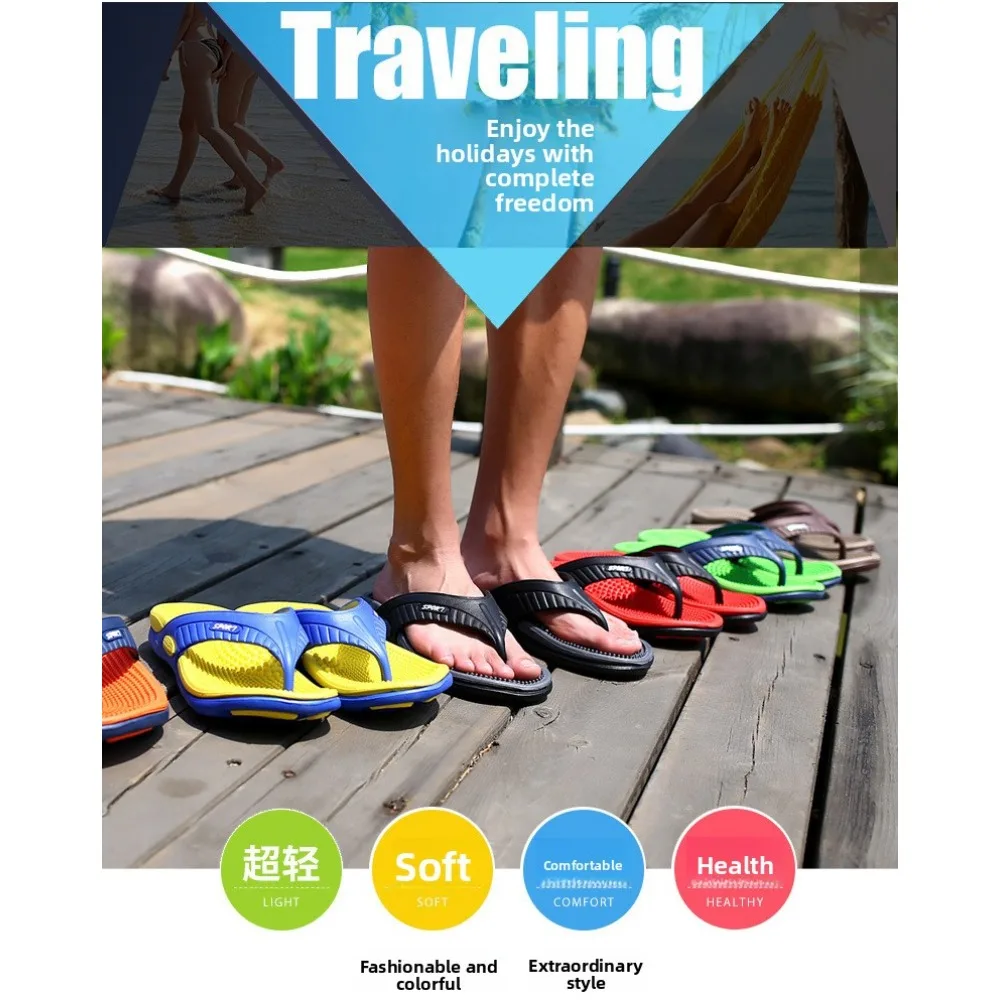 

Contrasting colors Massage Anti-slip Flip-flops Quick-drying and Comfortable Beach Sandals Summer Flip-flops Fashion Slipper