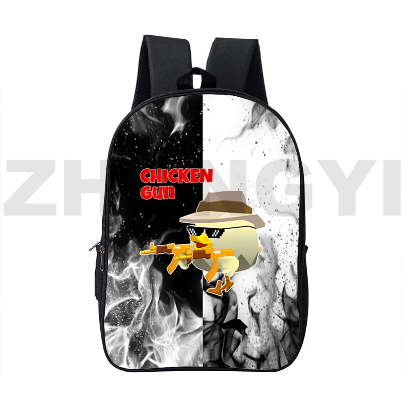 Mochila 3D Anime Chicken Gun Bag, Cartoon Game Mochila, Viagem, Leisure Bagpack, Sacos de escola impermeáveis, Moda, 16"