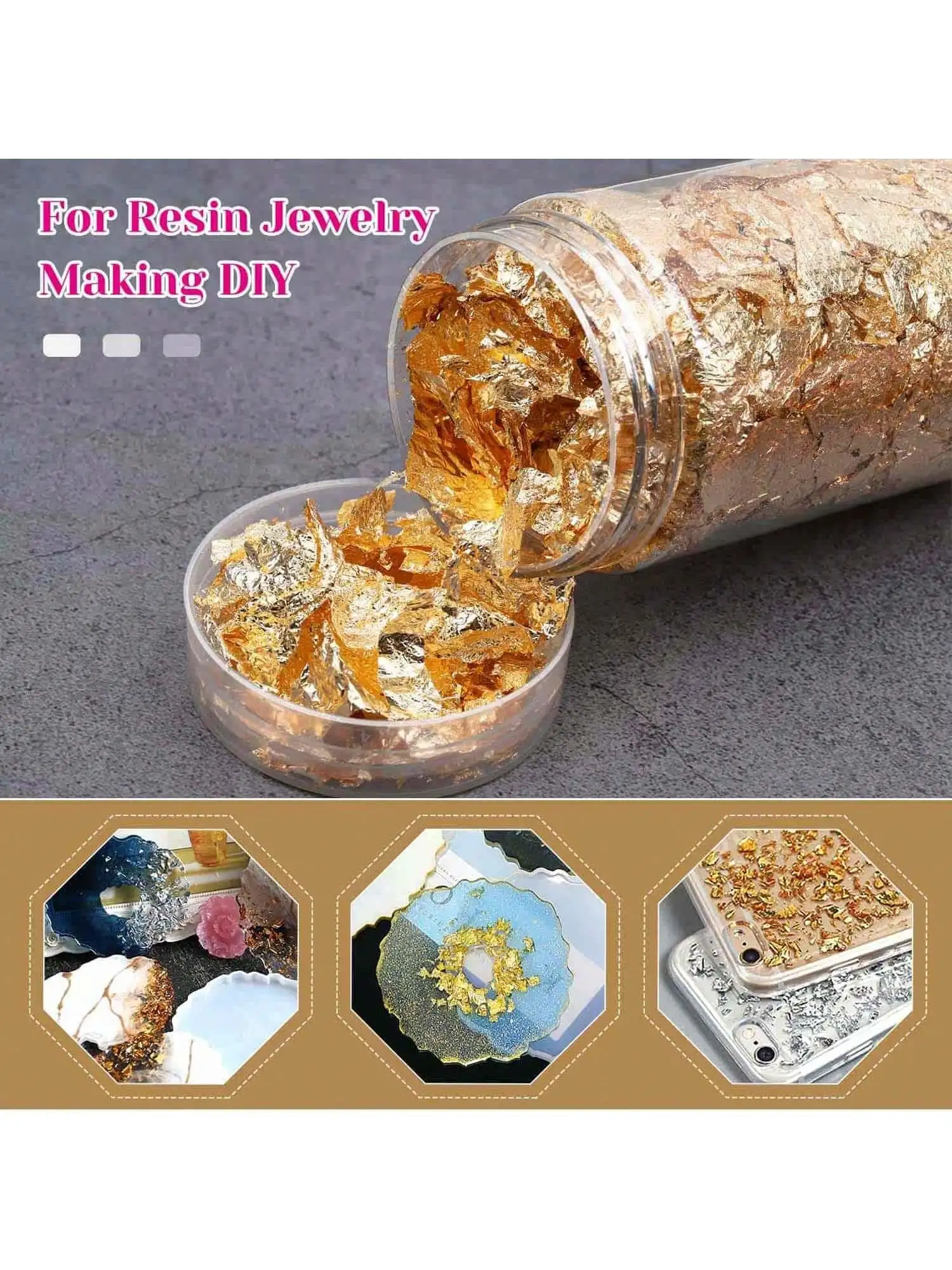 Gold Flakes, Gold Leaf Cake Decoration Gold Leaf Sheets for Cooking Dessert Baking Gold Foil Chocolates Decor Gold Flakes view 3