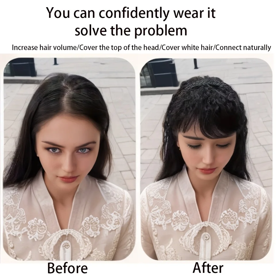 Women's Twist Braid hair hoop Hairpiece With Bangs, Synthetic Hairpieces, Clip-In Topper Hair Extension