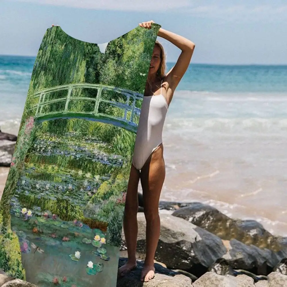 Monet Abstract Landscape Art Microfiber Printed Beach Towel Mountain Climbing Yoga Beach Swimming Running Absorbent Soft Towel