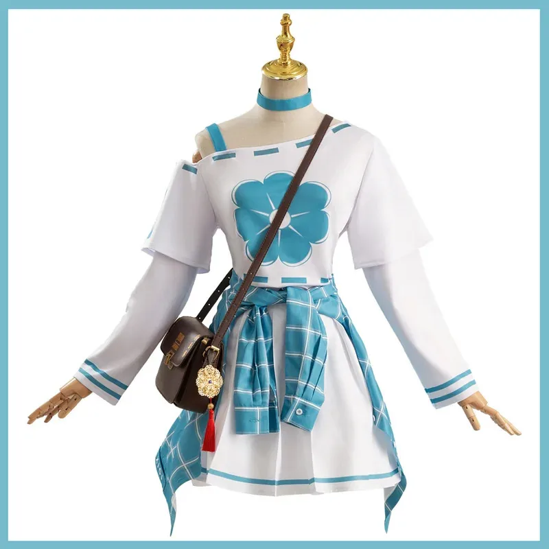애니메이션 게임 앤 레스터 장난감 판매자 코스프레 의상 가발 긴 소매 티셔츠 격자무늬 코트 셔츠 가방 여성 귀여운 카니발 의상