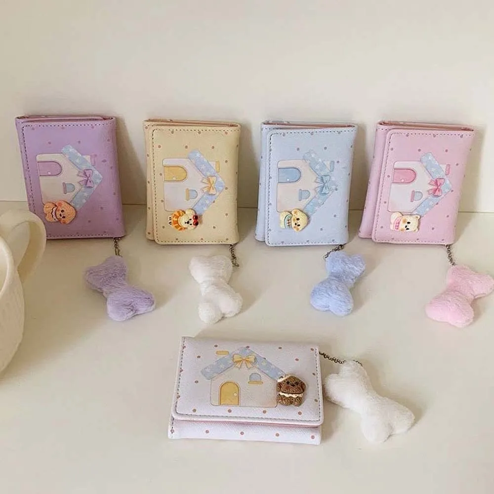 Large Capacity Three-Fold Wallet Portable Compact Cartoon Coin Pouch Textured Lightweight Women Short Purse Dailywear