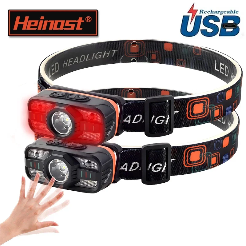 MINI Rechargeable LED Headlight Powerful Inductive Head Lamp White and Red Light Outdoor Camping Fishing Emergency Working Lamp