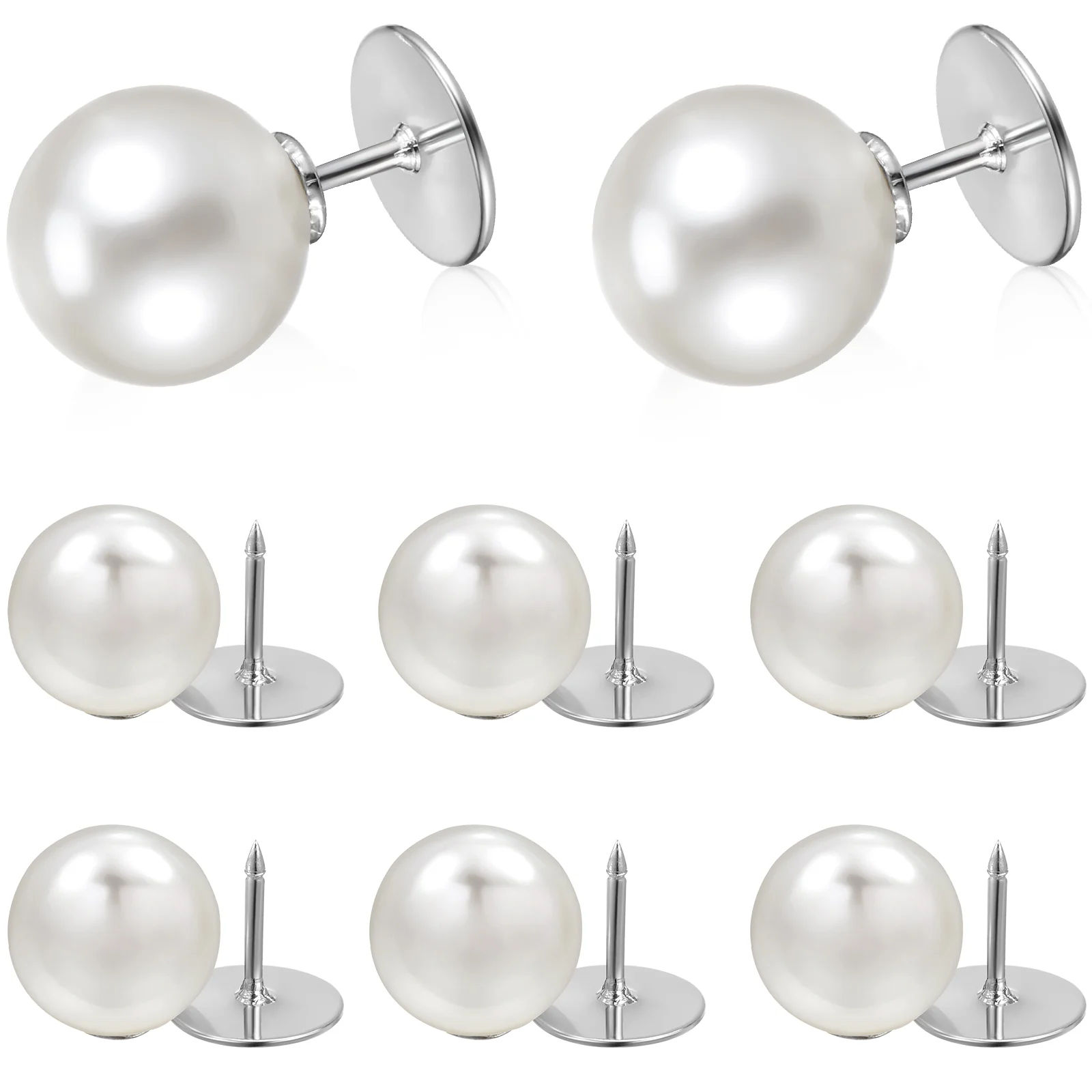 8 Pcs Pearl Stud Buttons Anti Exposure Fixed Brooches For Women Clothes Shirt Collar Long Needle