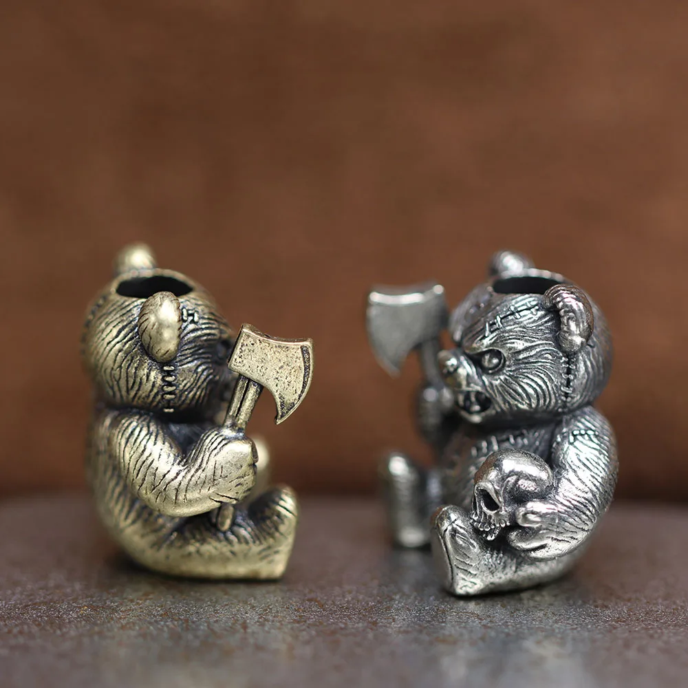 Axe Bear Brass Knife Bead Skull Animal EDC DIY Paracord Woven Bracelets Lanyard Pendant Accessories Outdoor Tool Hangings Charms