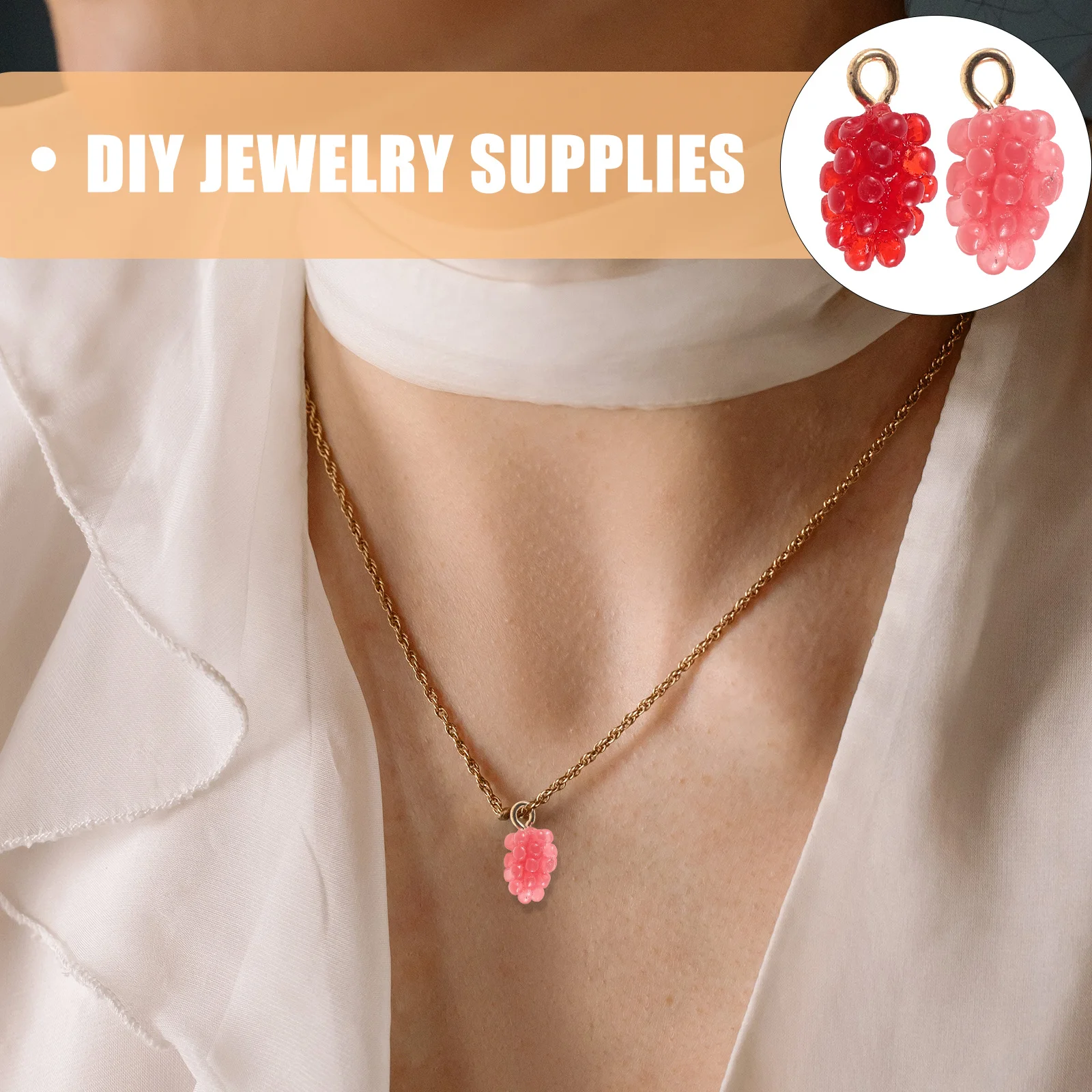 

12pcs Handmade Grape Shape Pendants Resin Jewelry Making Materials For Diy Necklace Bracelet Craft Gifts Charms Accessory