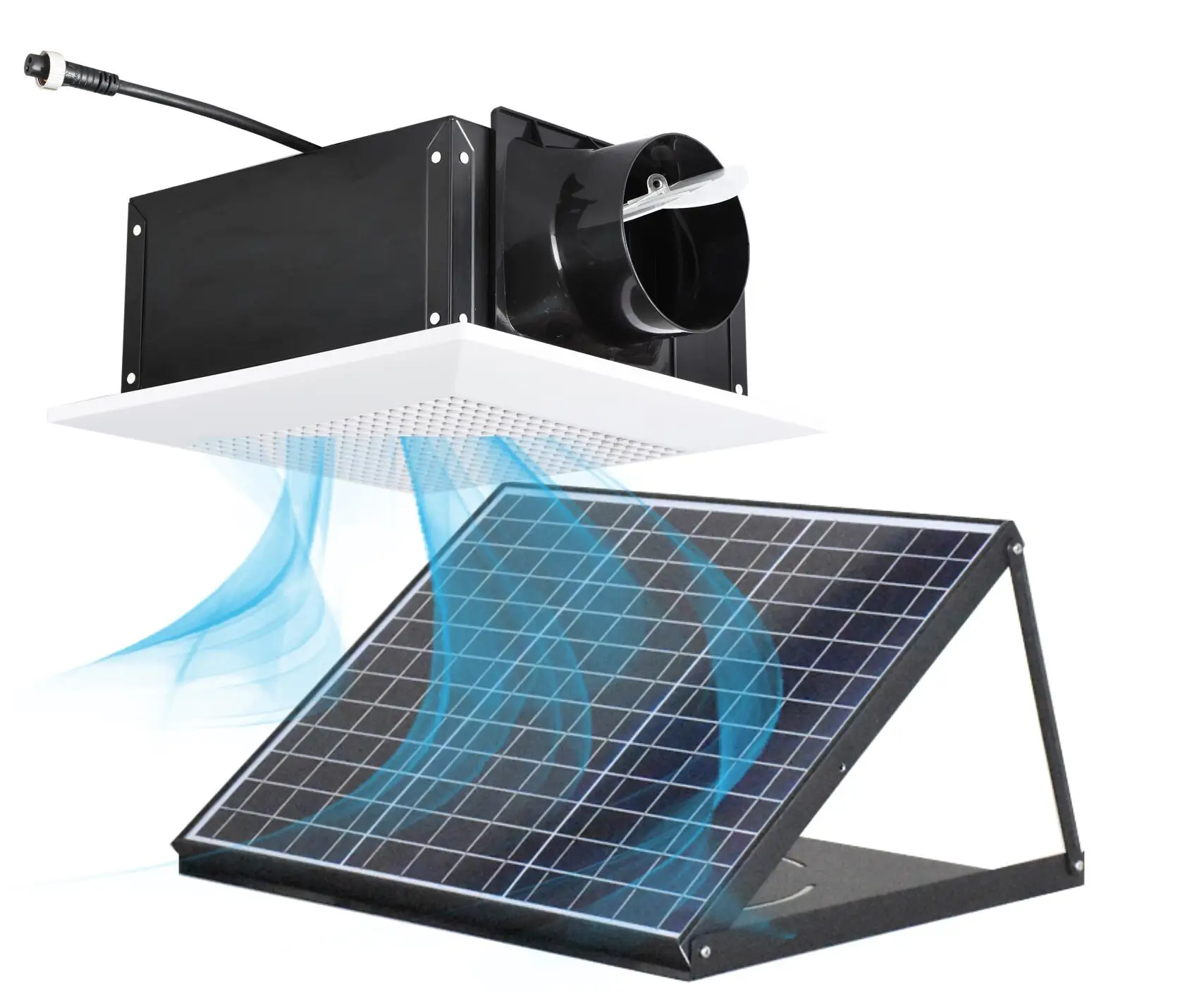 

12 Inch Solar air Extractor Solar Ceiling Circulating air Circulator Roof Louver Exhaust air Duct Fan