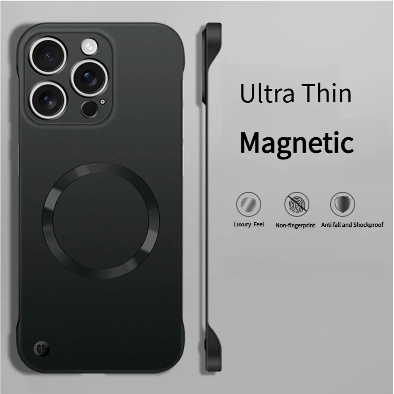 

Ultra Thin Metallic Paint Magnetic For Magsafe Case For iPhone 17 Air 16 15 14 13 12 Pro Max Plus Frameless Cooling Hard Cover