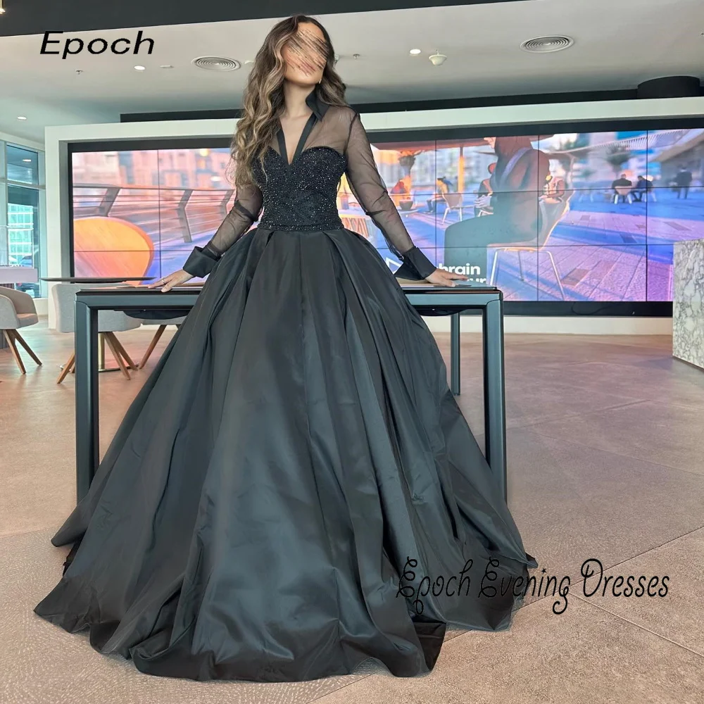 Epoch Formal Evening Dress فساتين مناسبة رسمية A-Line V-Neck Elegant Floor-Length Lace Taffeta Prom Gown For Sexy Women 2024