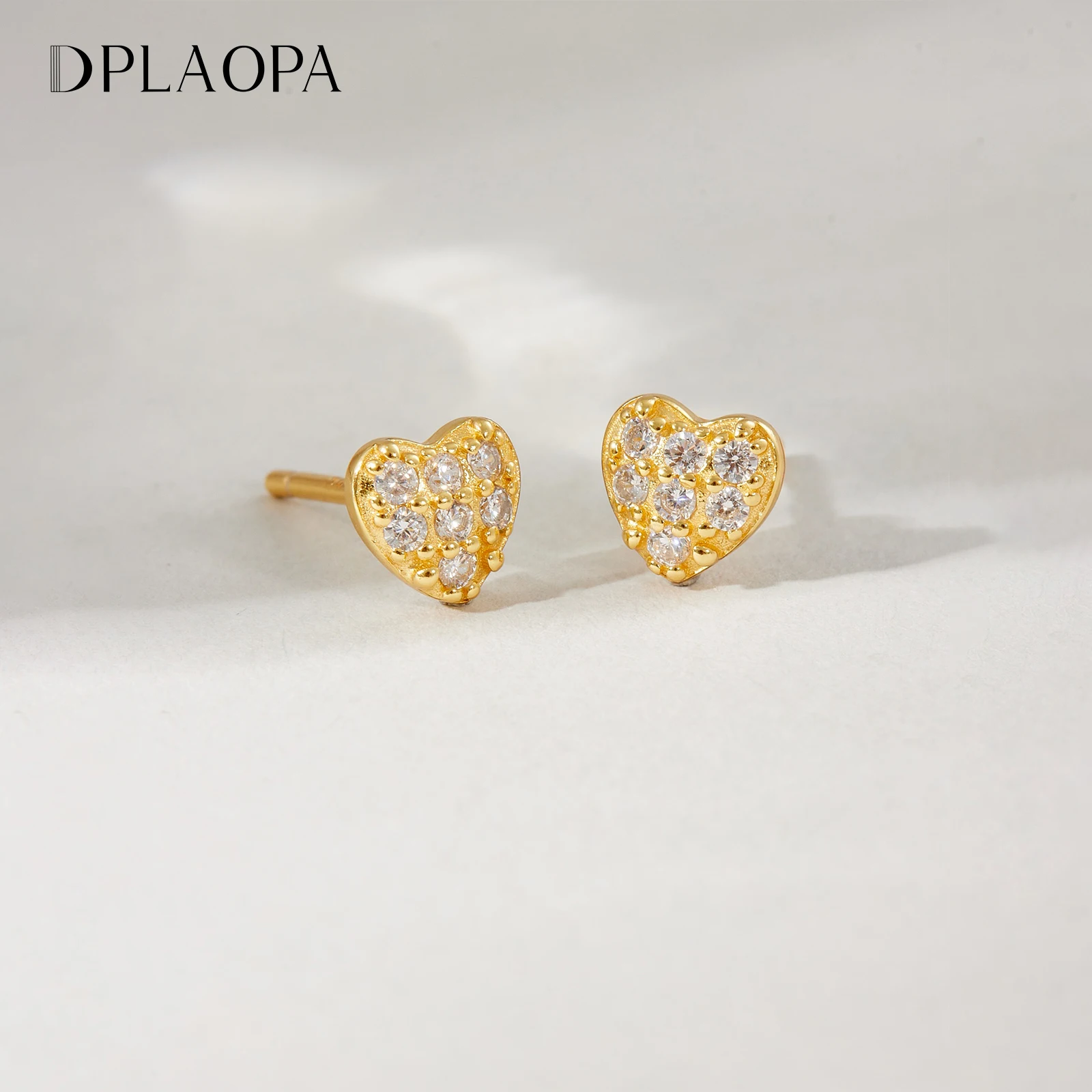 DPLAOPA 925 Sterling Silver Heart Shaped Zircon CZ Stud Earrings 2026 Sweet Love Luxury Wedding Party Women Fine Jewelry Gift