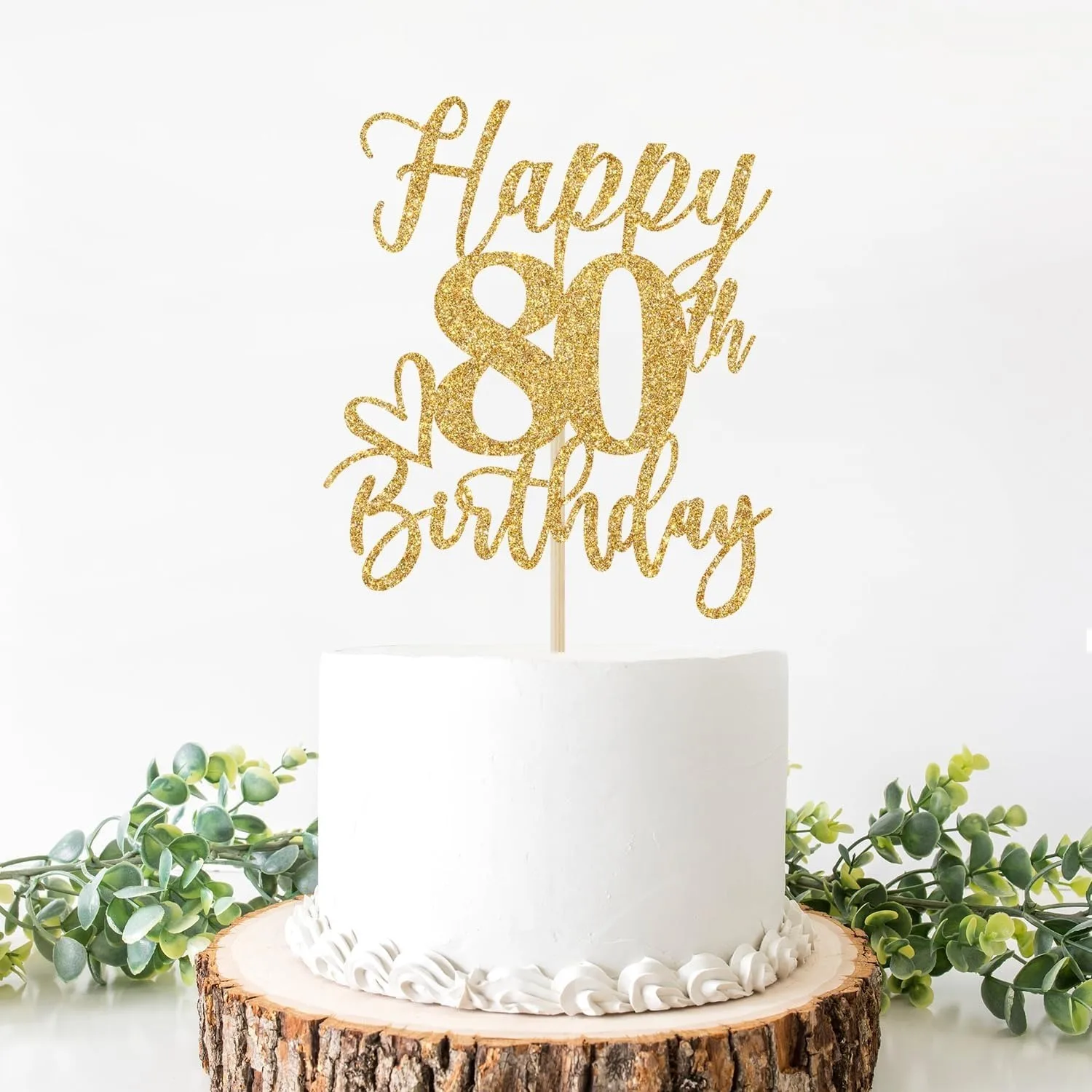 1 Stück Gold-Glitzer-Geburtstagstorten-Topper, lustige Geburtstagsparty-Dekoration (Alles Gute zum 80. Geburtstag, Gold-Glitzer) – Detail 4