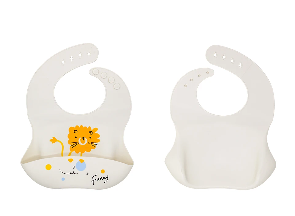 Wasserdichte Lätzchen für Kinder zum Füttern von Babys, Essen, weiches Silikon, Babeast-Cartoon-Druck, verstellbare Baby-Probier-Lätzchen – Detail 8