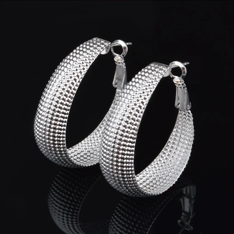 

Fashion 925 Sterling Silver Hoop Earrings for Women Pretty Classic Retro Ethnic Style Holiday Gifts Party Wedding Jewelry